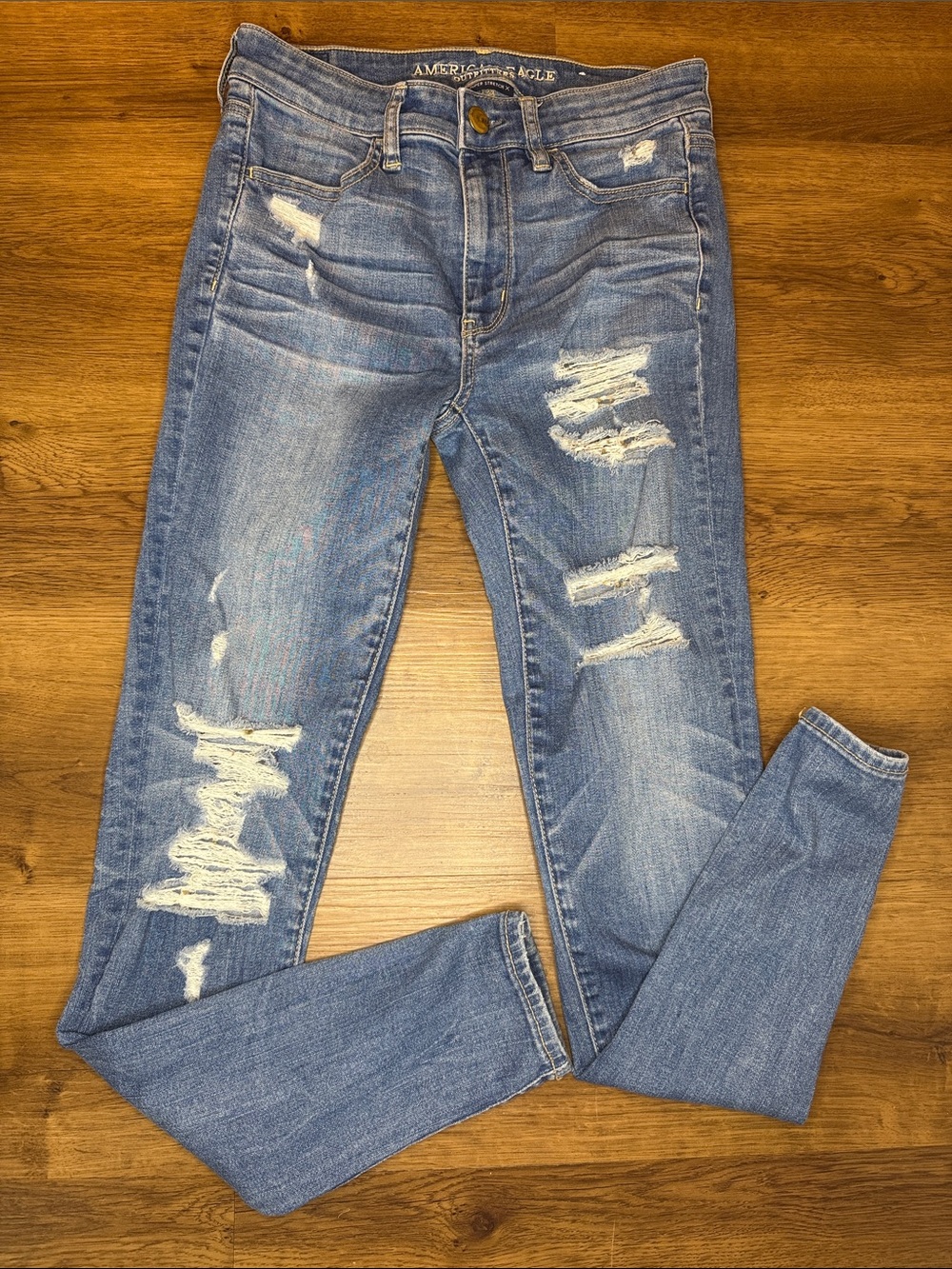 American Eagle Super Stretch X Distressed Ripped Faded Women’s 6 Long